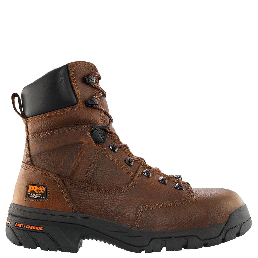 Timberland Μποτακια Εργασίας Ανδρικα Καφε - Pro® Helix 8" Comp Toe - Greece 9846573-WP